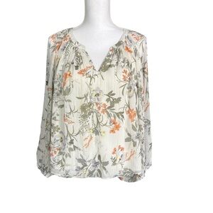 My Danielle Floral Lined Long Sleeve V neck Blouse Size M